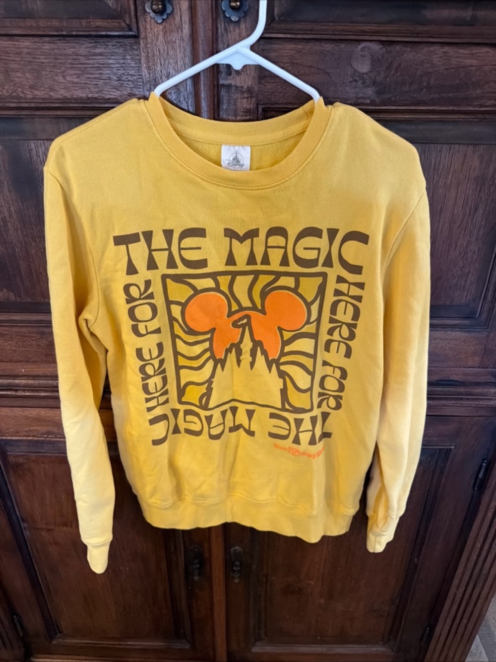 Disney World Yellow 'The Magic' Graphic Sweatshirt with Orange Accent